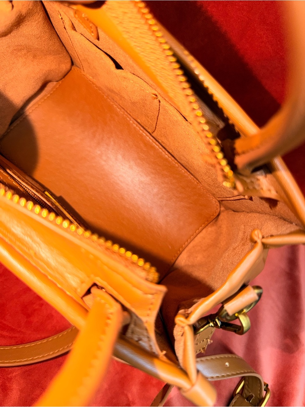 Steve Madden Quilted Caramel Tan Satchel with Crossbody Strap - Picture 4 of 4